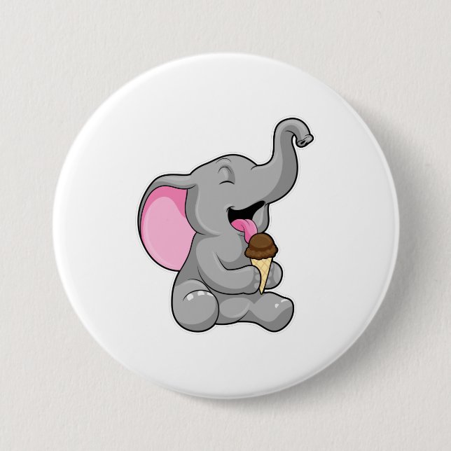 Elefant mit Schokoladeneis Button (Vorderseite)