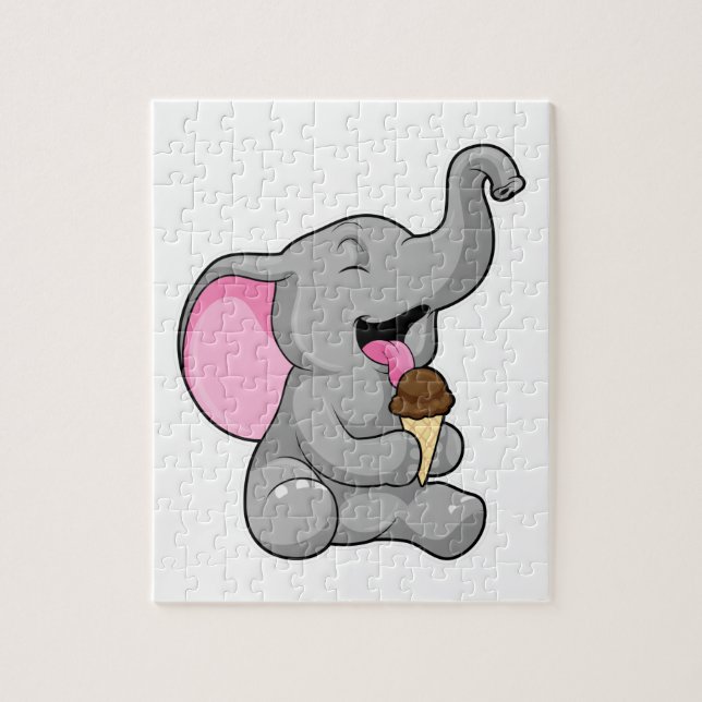 Elefant mit Schokoladeneis Puzzle (Vertikal)