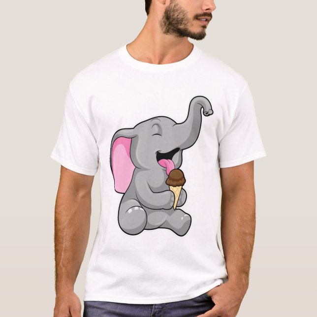 Elefant mit Schokoladeneis T-Shirt (Vorderseite)