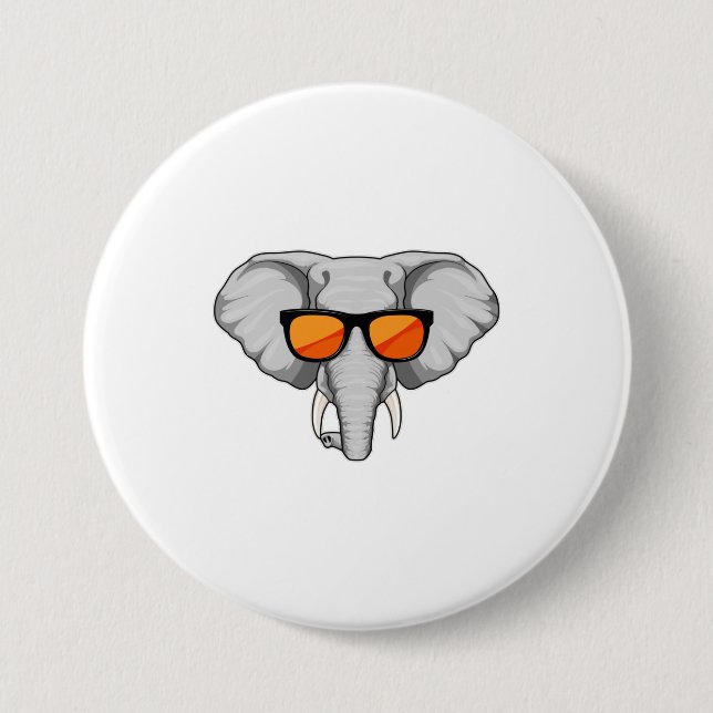 Elefant mit Sonnenbrille Button (Vorderseite)