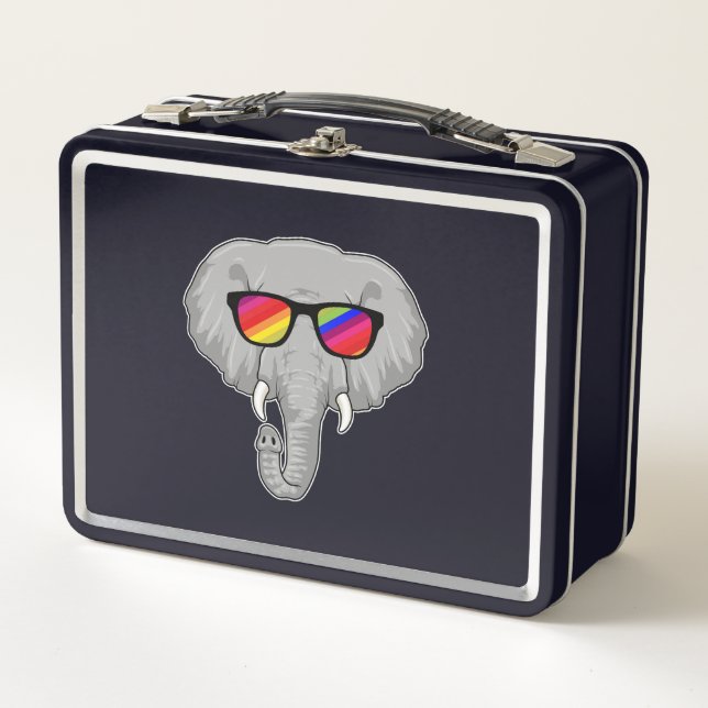 Elefant mit Sonnenbrille Metall Brotdose (Vorderseite)