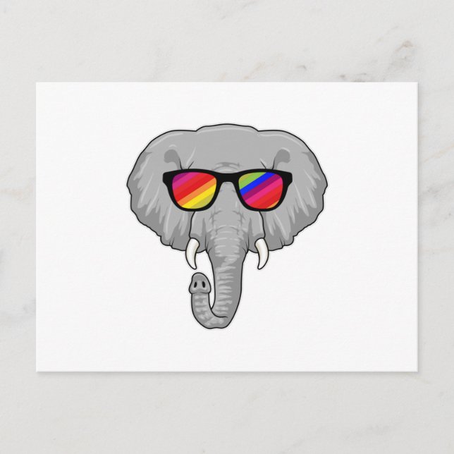 Elefant mit Sonnenbrille Postkarte (Vorderseite)