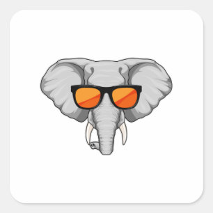 Elefant mit Sonnenbrille Quadratischer Aufkleber