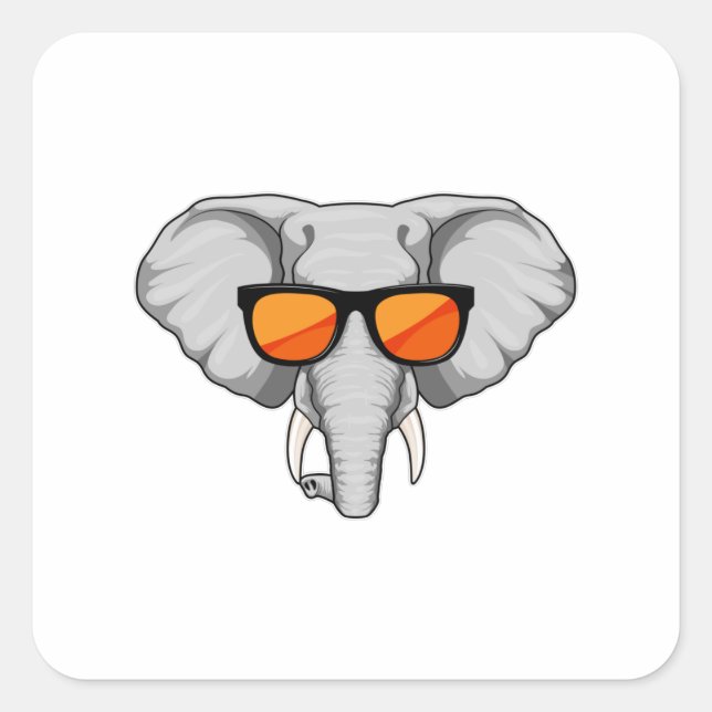Elefant mit Sonnenbrille Quadratischer Aufkleber (Vorderseite)