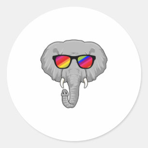 Elefant mit Sonnenbrille Runder Aufkleber