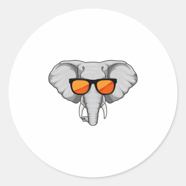 Elefant mit Sonnenbrille Runder Aufkleber (Vorderseite)
