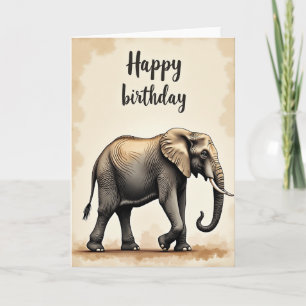 Elefant mit Stoßzähnen zum Geburtstag Karte
