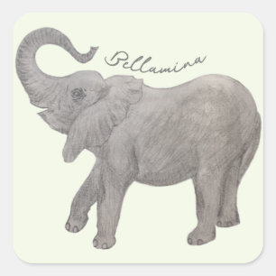 Elefant mit Text Quadratischer Aufkleber