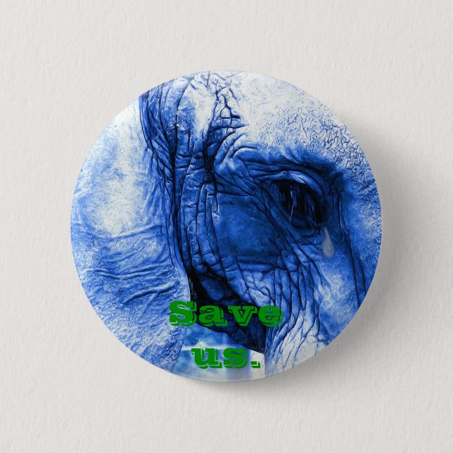 Elefant mit Träne Button (Vorderseite)