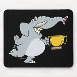 Elefant mit Trophäe-Cartoon Mousepad
