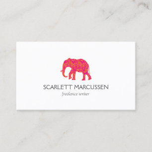 Elefant mit Vintage-Rosenmuster Visitenkarte