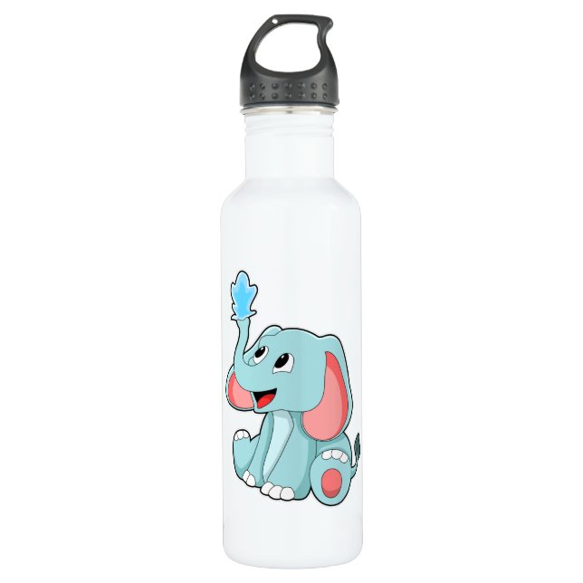Elefant mit Wasser Edelstahlflasche (Vorderseite)