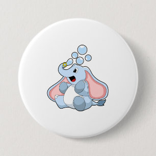 Elefant mit Wasserblasen Button