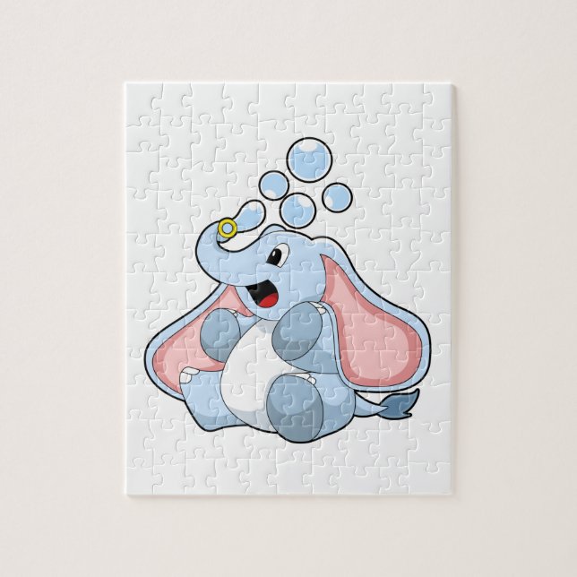 Elefant mit Wasserblasen Puzzle (Vertikal)