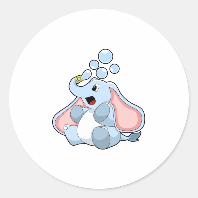 Elefant mit Wasserblasen Runder Aufkleber (Vorderseite)