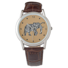 Elefant mit Zebrastreifen + Ihre Ideen Armbanduhr
