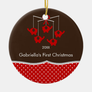 Elefant Mobil Erstes Weihnachtsbaumanhänger für Ba Keramikornament