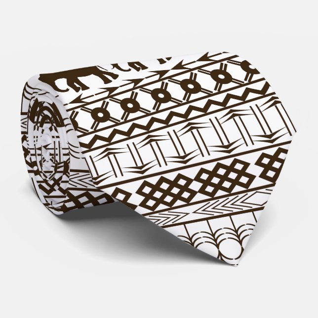 Elefant-Motiv, afrikanischer Entwurfs-horizontale Krawatte (Gerollt)