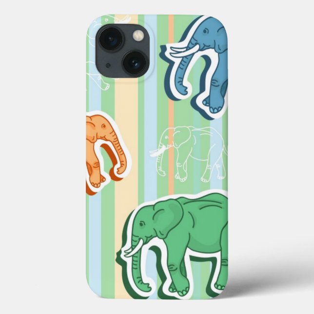 Elefant-Muster auf grünen Streifen Case-Mate iPhone Hülle (Rückseite)