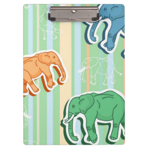 Elefant-Muster auf grünen Streifen Klemmbrett