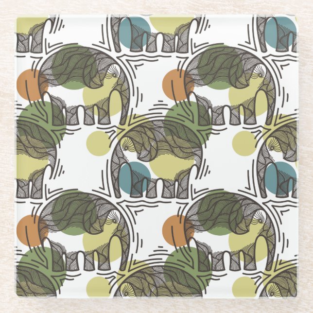Elefant-Muster Glasuntersetzer (Vorderseite)