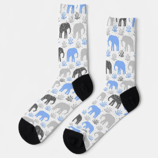 Elefant Muster grau blau glitzernd Socken
