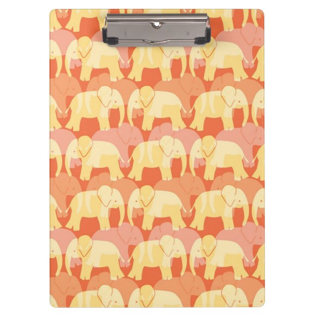 Elefant-Muster-Klemmbrett - Orange Klemmbrett (Vorderseite)