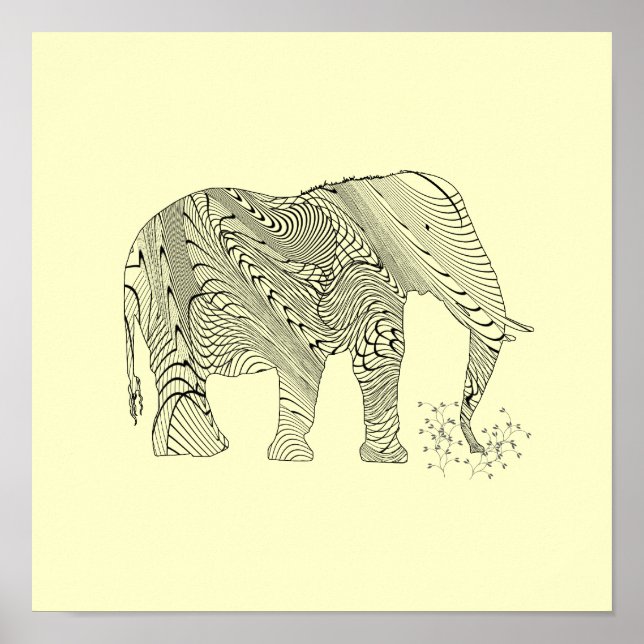 Elefant Muster Kunst Druck Poster (Vorne)
