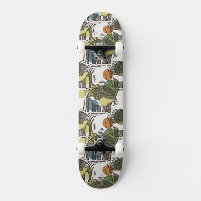 Elefant-Muster Skateboard (Vorderseite)