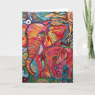 Elefant-Mutter u. Kind Karte