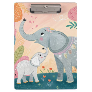 Elefant Mutter und Baby Klemmbrett