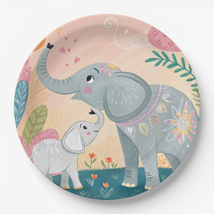 Elefant Mutter und Baby Pappteller
