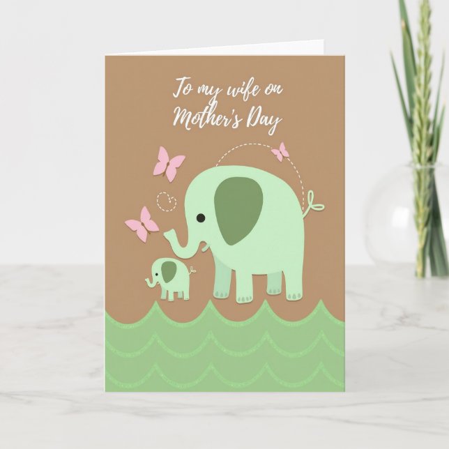 Elefant Muttertags-Karte Karte (Vorderseite)