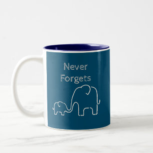 Elefant nie vergessen zweifarbige tasse