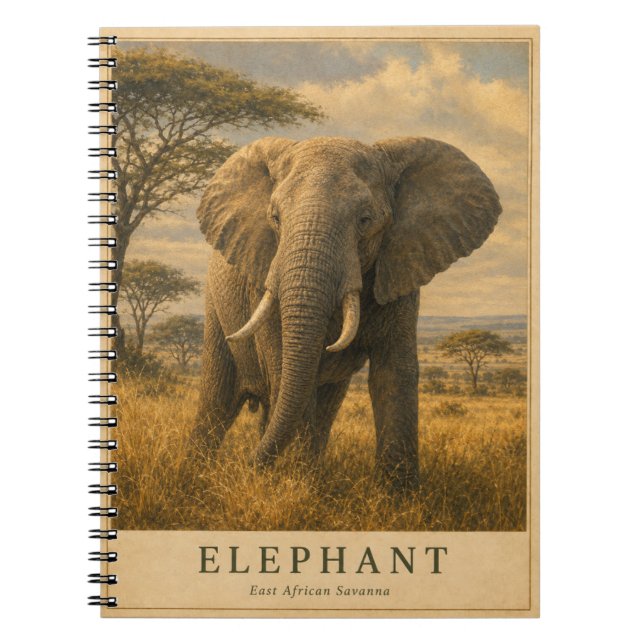 Elefant Ostafrikanische Savanne VINTAGE Notizblock (Vorderseite)