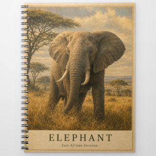 Elefant Ostafrikanische Savanne VINTAGE Notizblock