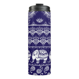 Elefant, Paisley: tribaler Vintage-Muster. Thermosbecher