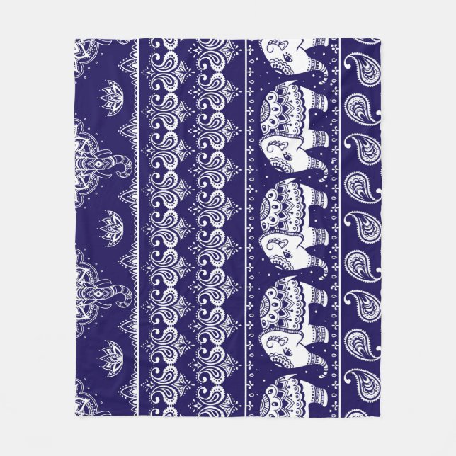 Elefant, Paisley: Vintages Stammesmuster. Fleecedecke (Vorderseite)