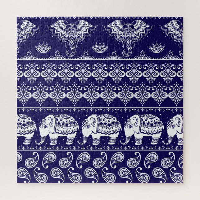 Elefant, Paisley: Vintages Stammesmuster. Puzzle (Vertikal)