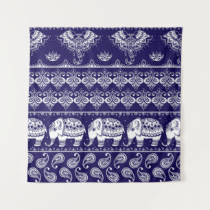 Elefant, Paisley: Vintages Stammesmuster. Wandteppich