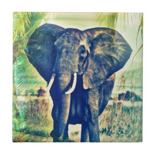 Elefant Palmen Fliese