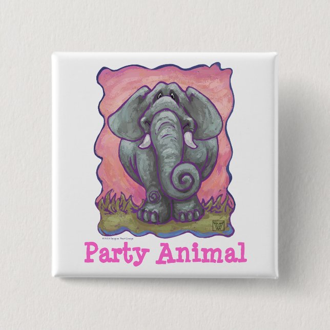 Elefant Party Tier Button (Vorderseite)