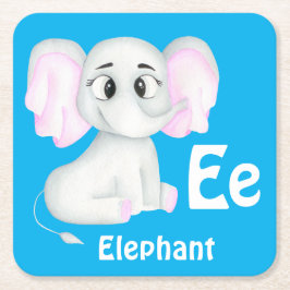 Elefant personalisieren ABC: Buchstabe E - Ihren N Rechteckiger Pappuntersetzer