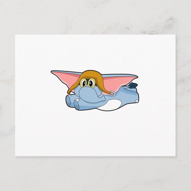 Elefant Pilot Pilot hat Postkarte (Vorderseite)