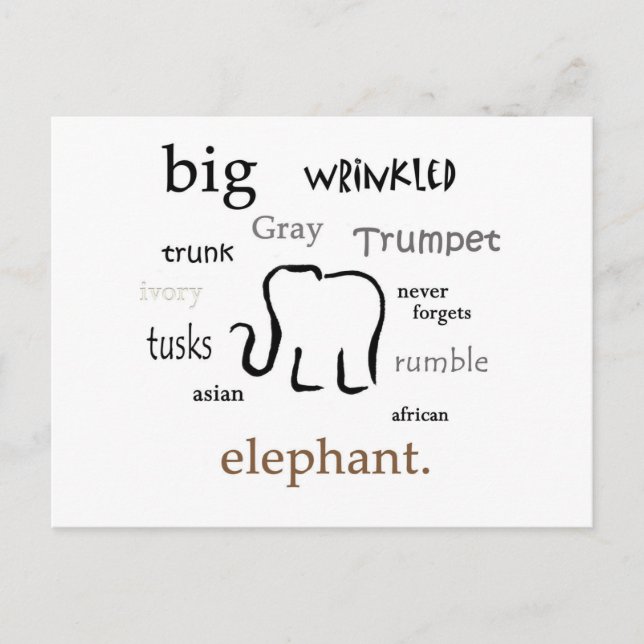 Elefant Postkarte (Vorderseite)