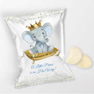 Elefant Prinz Baby Shower Chipstüten-Wrapper Flyer