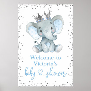 Elefant Prinz Glitter Babyparty Willkommensschild Poster
