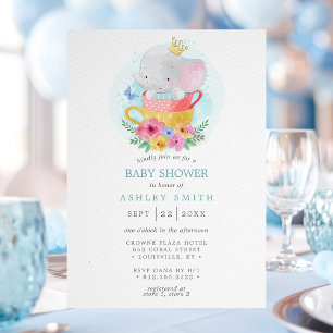 Elefant Prinz Teetassenjunge Baby-Party Einladung