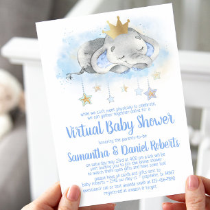 Elefant Prinz Virtuelle Babyparty-Einladung Einladung