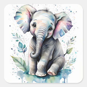 Elefant quadratischer aufkleber